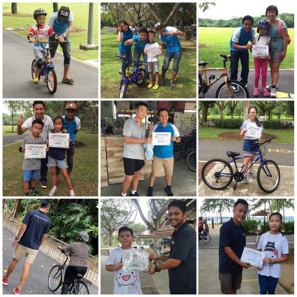 Different photos of students who completed cycling coaching lessons