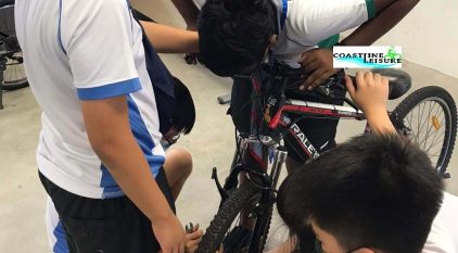 School cycling event - bicycle maintenance