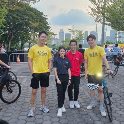 A group of four people participated in cycling event